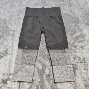 Lululemon Seamlessly Street Crop Heathered Black Leggings Mid-Rise Womens Size 6